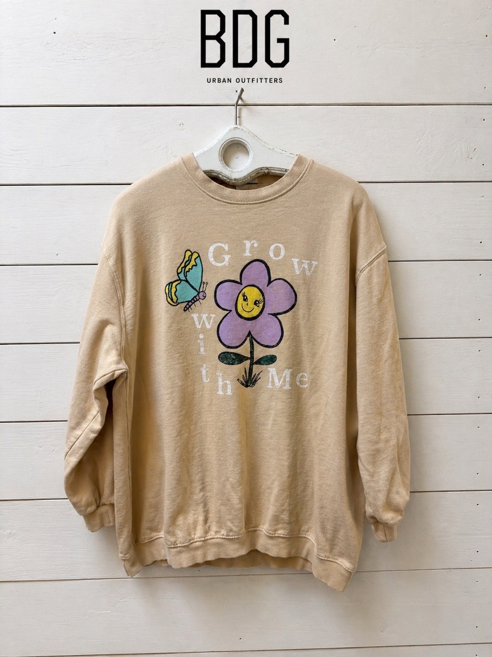 OVERSIZED BEIGE GRAPHIC TUNIC – FLOWER PRINT size M/L